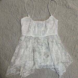 White Lace Babydoll Top